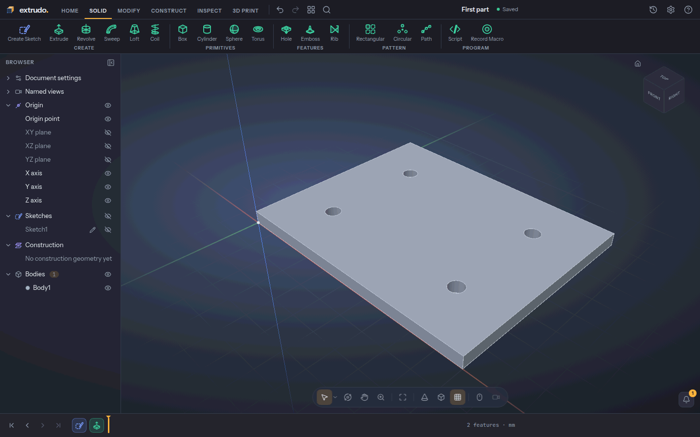 The finished plate as a solid body